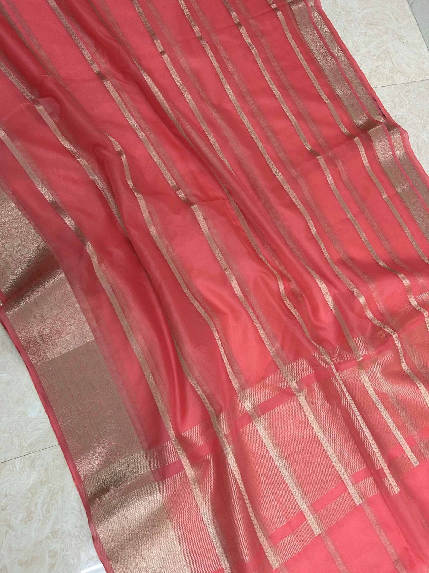 Organza Silk Banarasi Saree with zari weaving