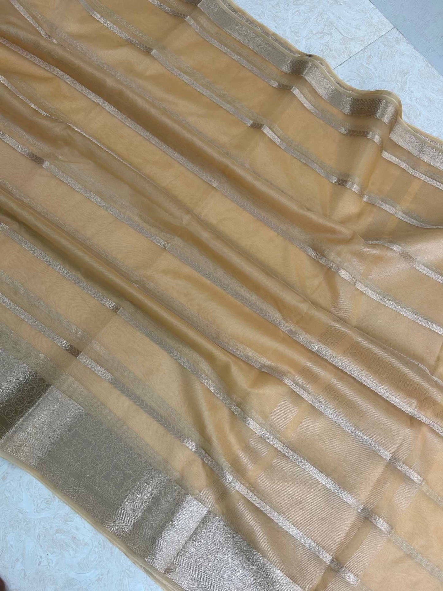 Organza Silk Banarasi Saree with zari weaving