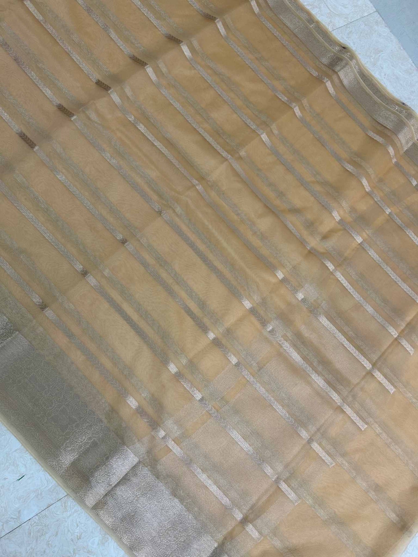 Organza Silk Banarasi Saree with zari weaving