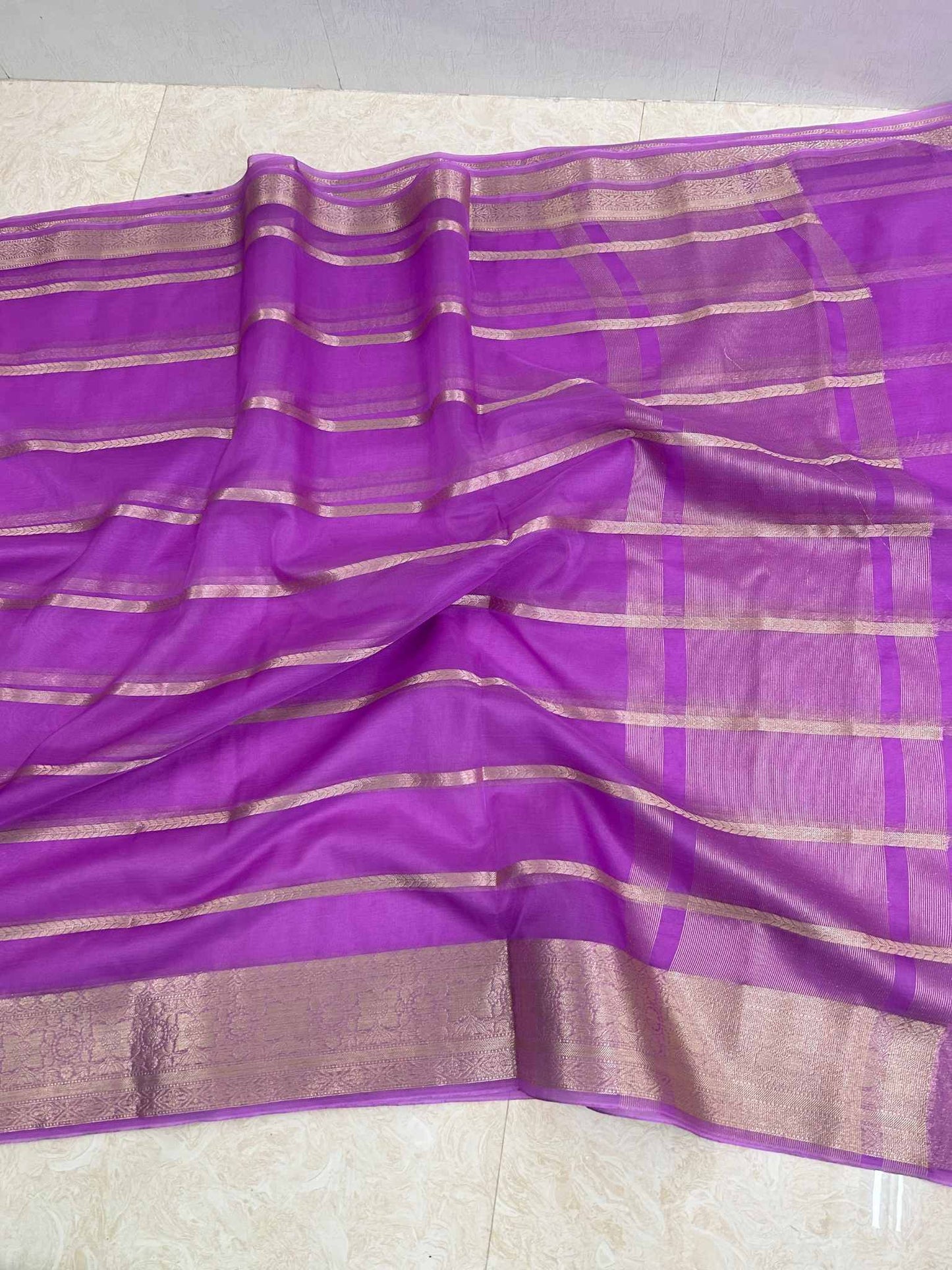 Organza Silk Banarasi Saree with zari weaving