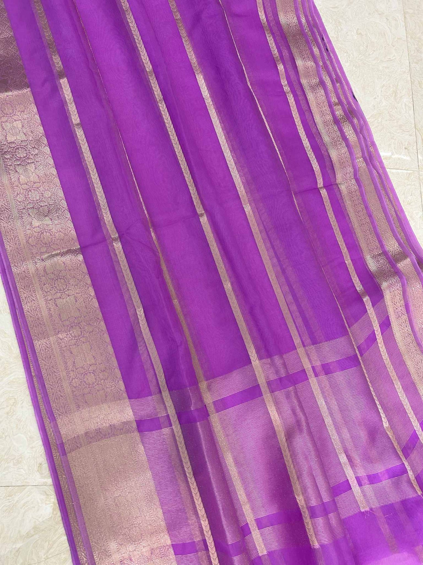 Organza Silk Banarasi Saree with zari weaving